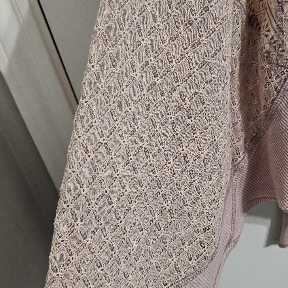 Oli & Hali Raw Hem Patchwork Blouse Top Size XL Lilac Lagenlook Rustic Oversized - Picture 9 of 12